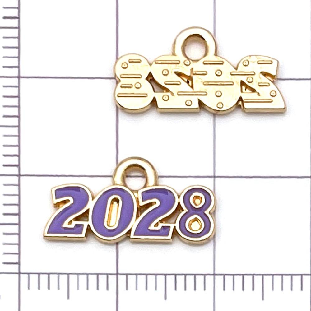 10 Colorful Enamel 2028 Year Number Charms for DIY Jewelry and Accessories