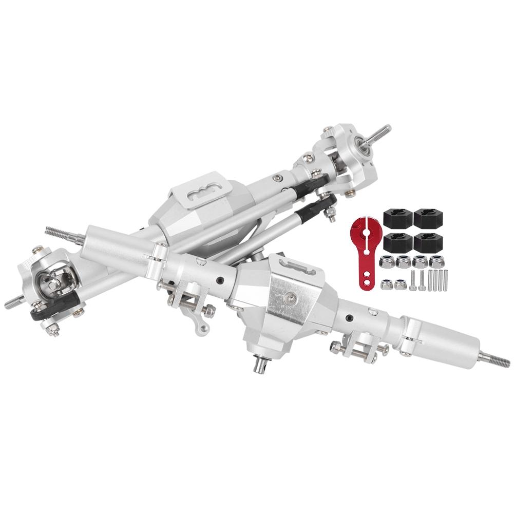 Silver Aluminum Alloy Shell RC Car Front Rear Axle Upgrade Parts Accessory for Axial SCX10 II 90047 90046Front Rear Axle