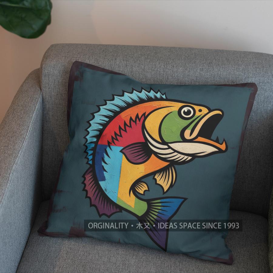 2D lebendiges Fischmuster Dekorative Kissenhülle Muster Kissenbezug Geeignet für Sofa Schlafzimmer Auto Kissenbezug