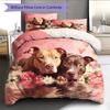 Pink Pitbull Pattern Bedding Home Decoration Birthday Gift (1 * duvet cover + 2 * pillowcase, without core)