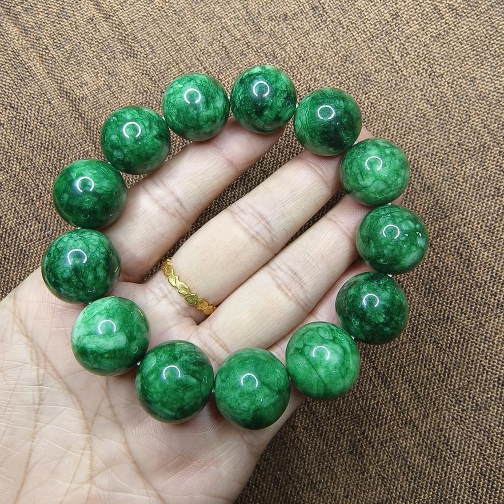 Natural Emerald Jade Bracelet Emperor Green Dry Emerald Jade Bead Bracelet Emerald Beads Rosary Bracelet Precious Jewelry