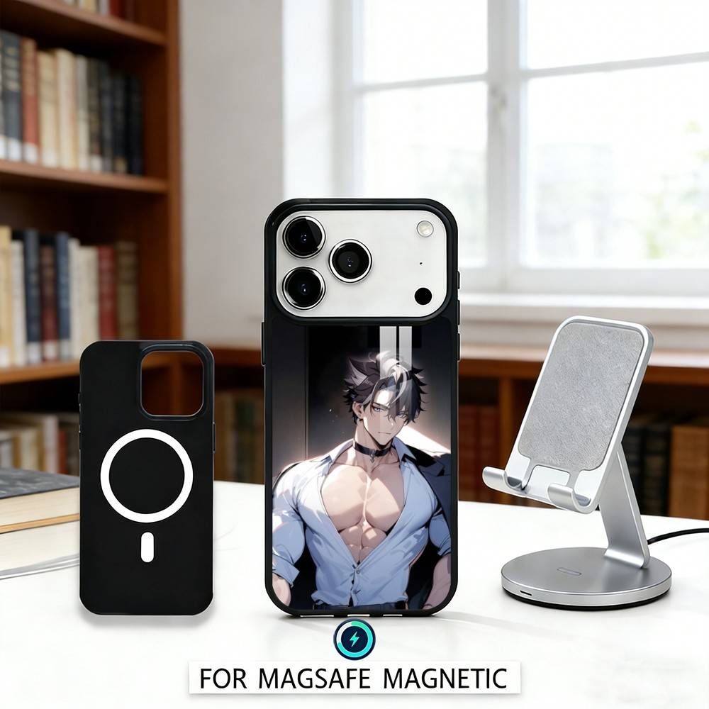 G-Genshin Impact W-Wriothesley Phone Case Magnetic For iPhone17 16 15 14 13 12 Pro Max For Magsafe Wireless Charging Cover