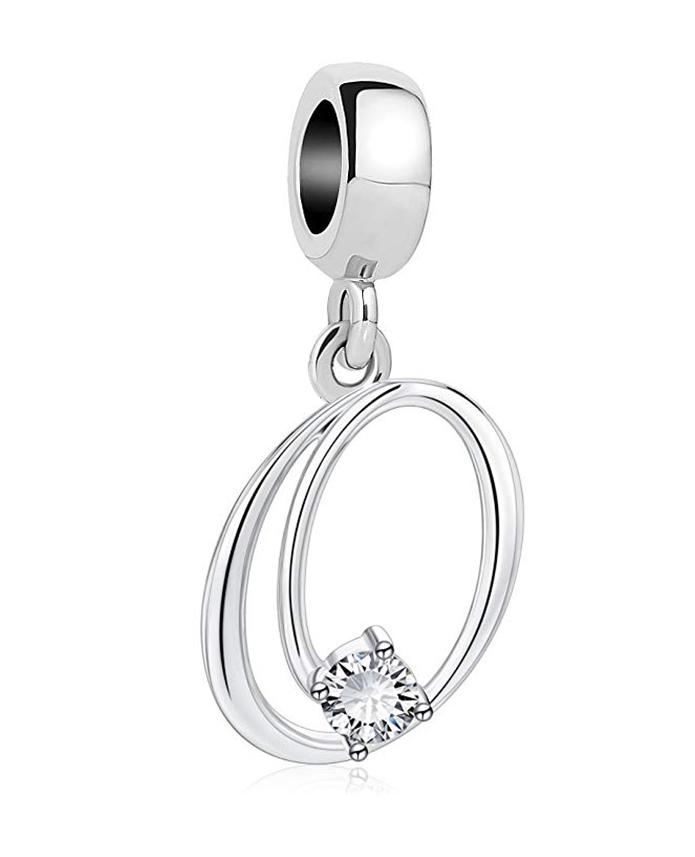 26 A-Z Alphabetperlen Kupfer Liebesbrief-Anhänger Passend für Original Armreif-Charms-Armband Zirkonia-Perle Schmuck