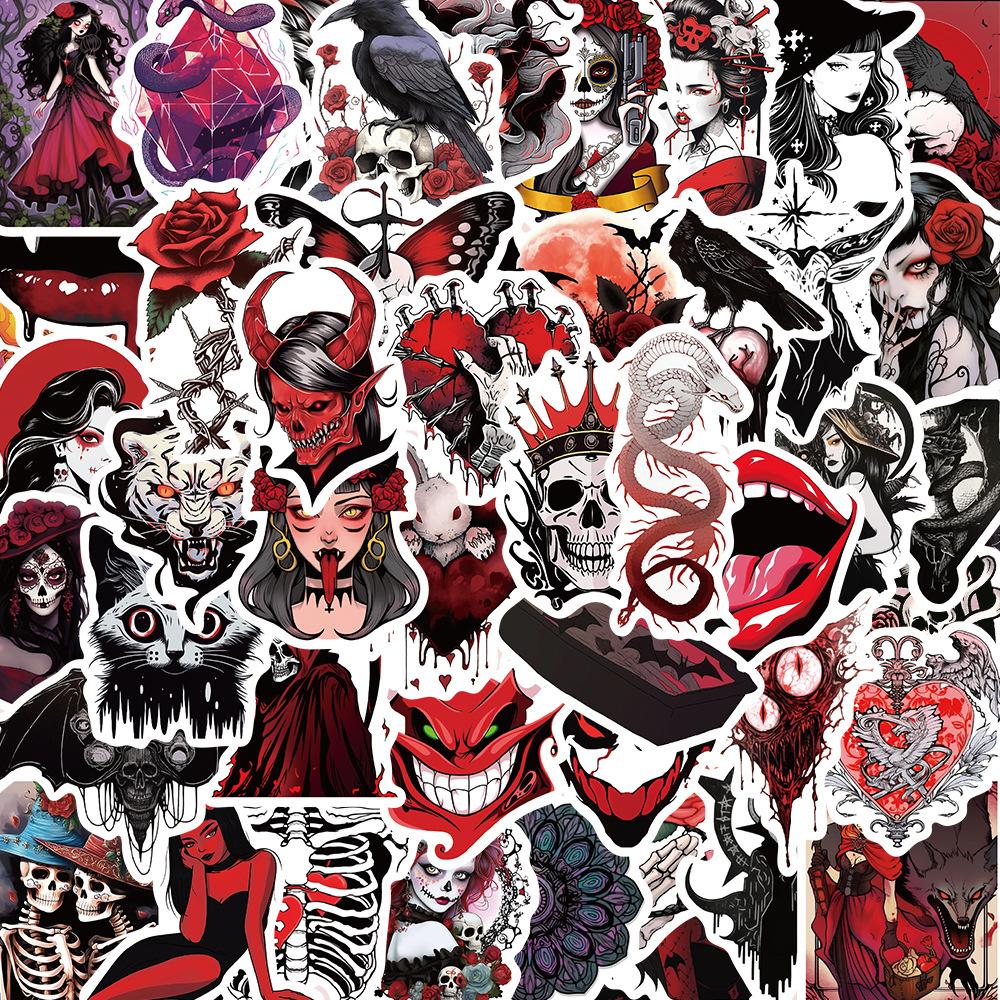 10 30 50Pcs Punk Horror Gothic Skull Witch Stickers Vintage Decals Laptop Motorcycle Skateboard Phone Cool Waterproof Sticker
