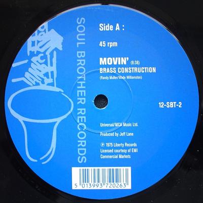 12inch Record BRASS CONSTRUCTION  BANBARRA  Movin  Shack Up 12SBT2 Soul Brother Re 2001 UK SoulFunk Used
