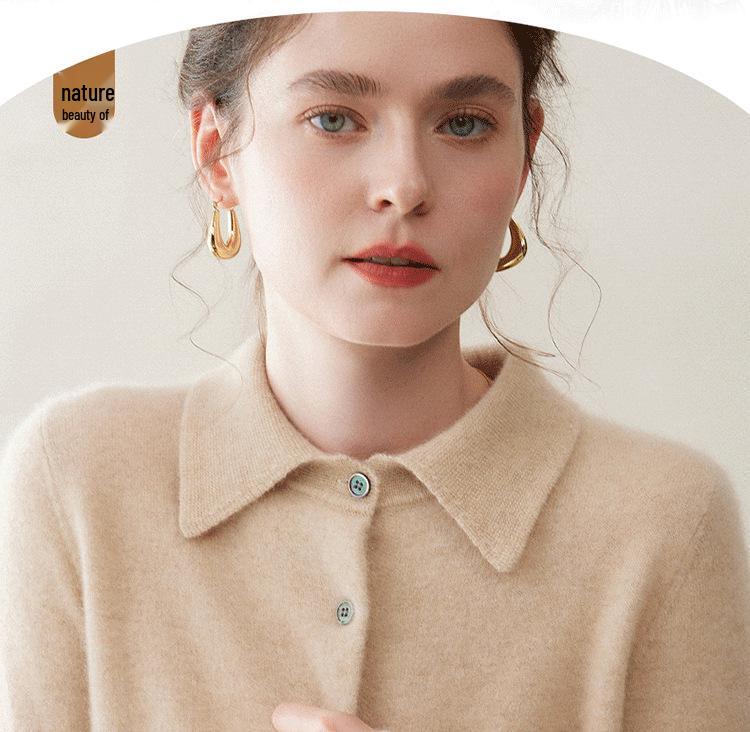 Women's Pure Cashmere Lapel Cardigan - Autumn/Winter Fashion, Comfortable, Elegant Outerwear Sweater.
