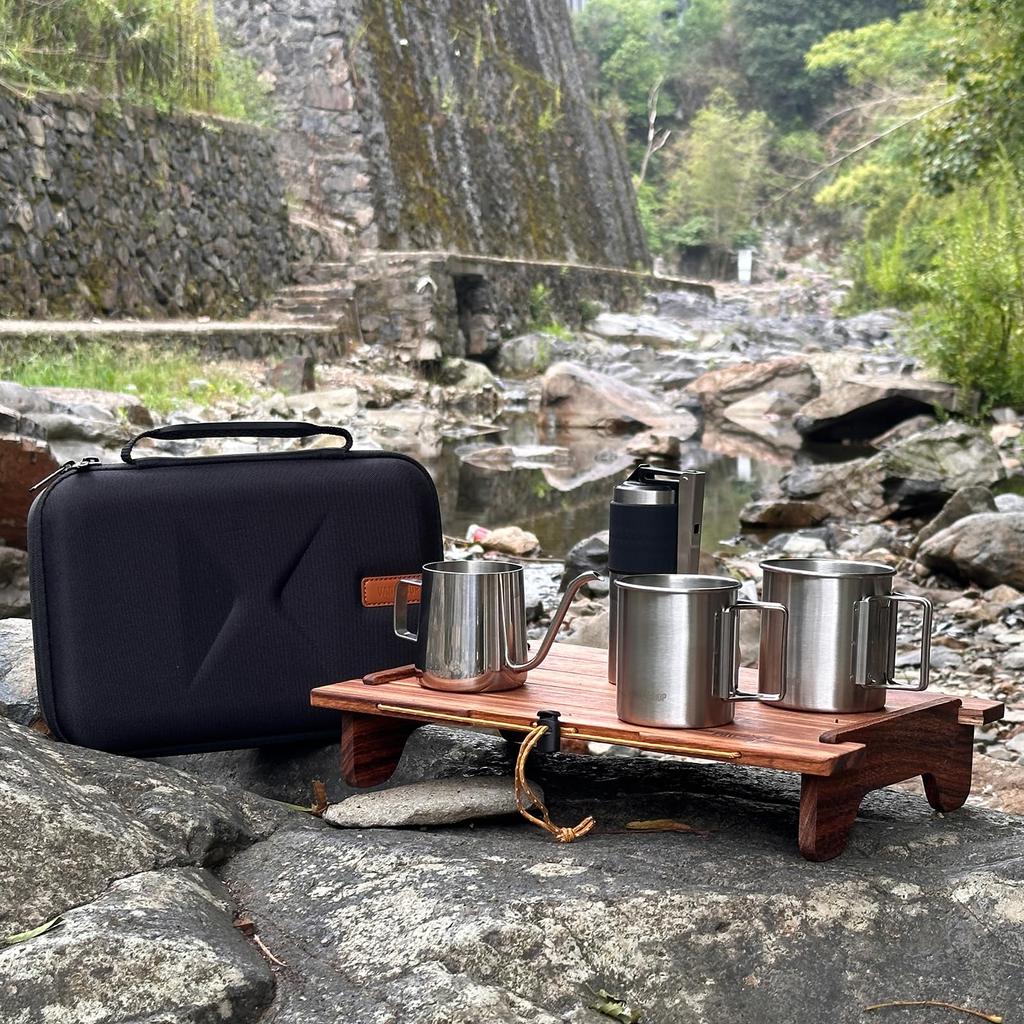 Vandroop Camping Coffee Malá ruční káva na mletí kávy Skládací ruční filtr na kávu Nerezová ocel Pohodlná k uložení Včetně sáčku, venkovní,