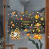 Thanksgiving Window Decals 4 Sheets Autumn Harvest Static Stickers, Maple Leaves Pumpkins Scarecrow Pickup Truck Clings Decals, Removable for