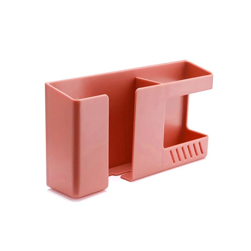 2 In 1 Punch Free Wall Mounted Organizer Remote Control Storage Box Mobile Phone Plug Wall Holder Charging Multifunction Hook