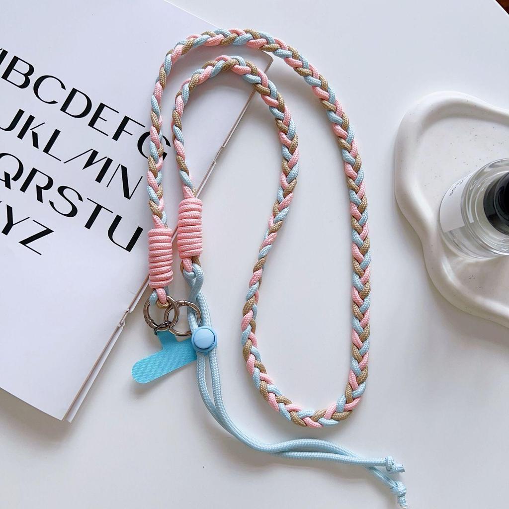 Adjustable Colorful Braided Cross-Body Lanyard with Knot for Phone or Water Bottle