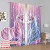 2D Flat Printing 2pcs Window Curtains Rainbow Floral Unicorn Versatile Durable Polyester Without Electricity Festive Wall Decor