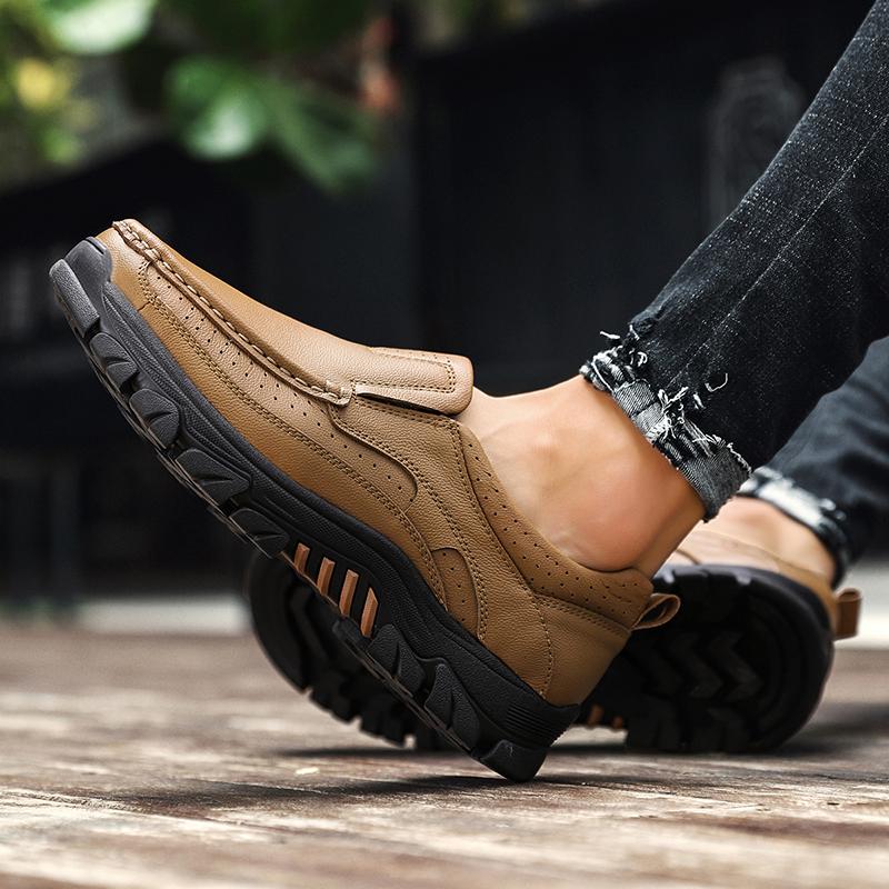 Fashion Luxury Brand Mens Loafers Leather Formal Business Shoes Fashion Breathable Soft Bottom Men Black Dress Loafers Big Size 38-48