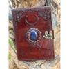 Handmade Leather Triple Moon Journal: Stone Embossed Notebook