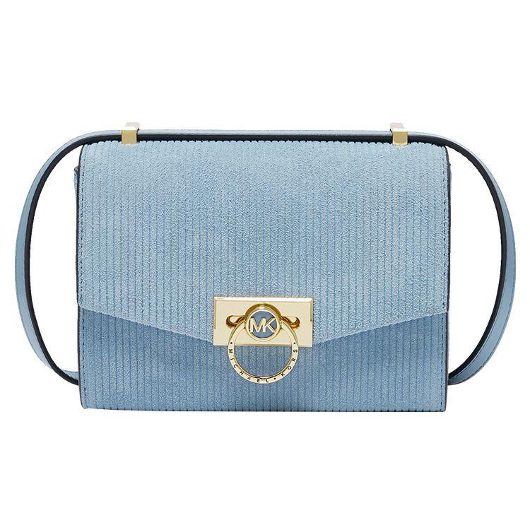 

Michael Kors MK Hendrix Classic Gold Buckle Flap Minimalist Commuter Leather Shoulder Bag Crossbody Bag Mini Women bags Light-Blue 32F1G1HC0S-464 Basic Set (Bag+Dust Bag)