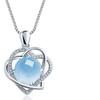 Silver Crystal Heart-Shaped Necklace with Grape Stone Pendant - Japanese and Korean Design