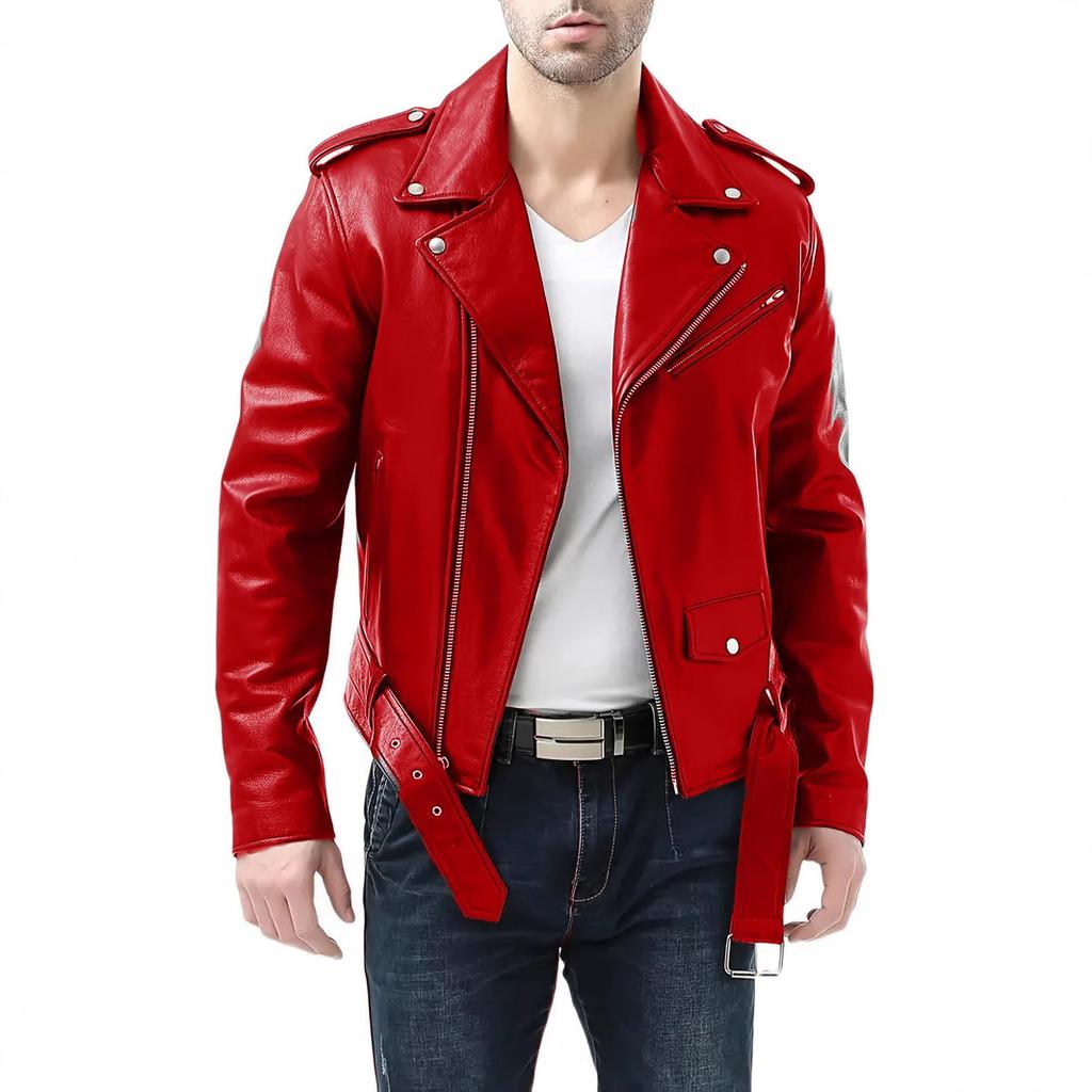 New European, American and European size locomotive style men's leather jacket spring and autumn men's leather jacket PU top