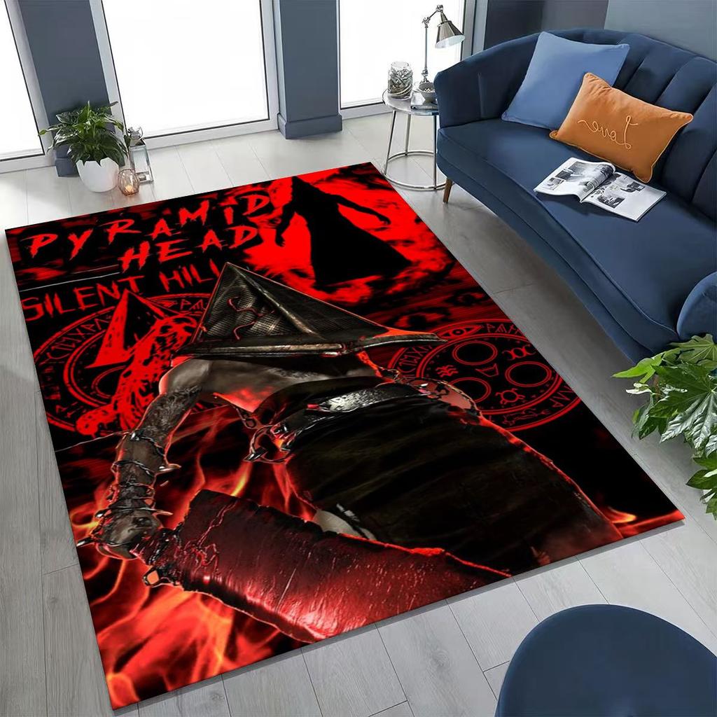 Klassisches Silent Hill Horror Game Filmkunst Teppich für Schlafzimmer Wohnzimmer Sofa Heim Fußmatte Dekor,Große Kinder Spiel Rutschfeste Bodenmatte