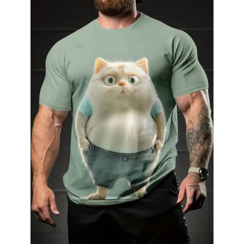 Fashion Funny Animal Graphic Man T Shirt Cats 3D Print Oversize Short Sleeve T-Shirt O-Neck Casual Men Women T-Shirt Clothing