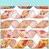 Elegant 6.5cm Wide Thanksgiving And Halloween Decor Ribbon With Maple And Pumpkin Designs