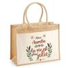 Tote Bag - PLANETEE - Aurélie Life Is More Beautiful - Natural Jute - Printed In France - 43x33 Cm