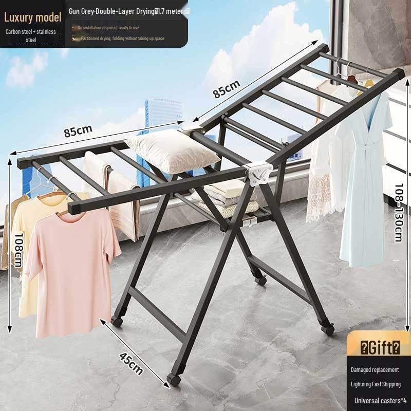 Wing-shaped Multi-purpose Folding Clothes Rack for Home, Bedroom, and Balcony