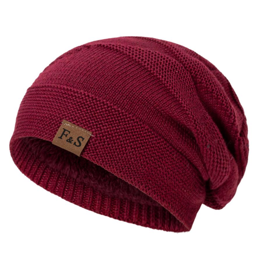 Unisex Winter Hats Outdoor Add Fur Lined Knitted Hats Fashion Warm Sports Beanie Cap