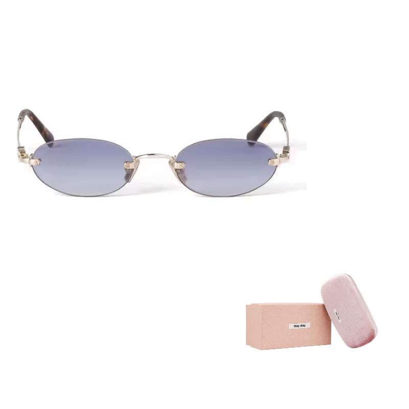 MIU MIU Jednokolorowe owalne okulary przeciwsłoneczne Unisex okulary przeciwsłoneczne Złote SMUA54_EZVN_FE80O_C_051