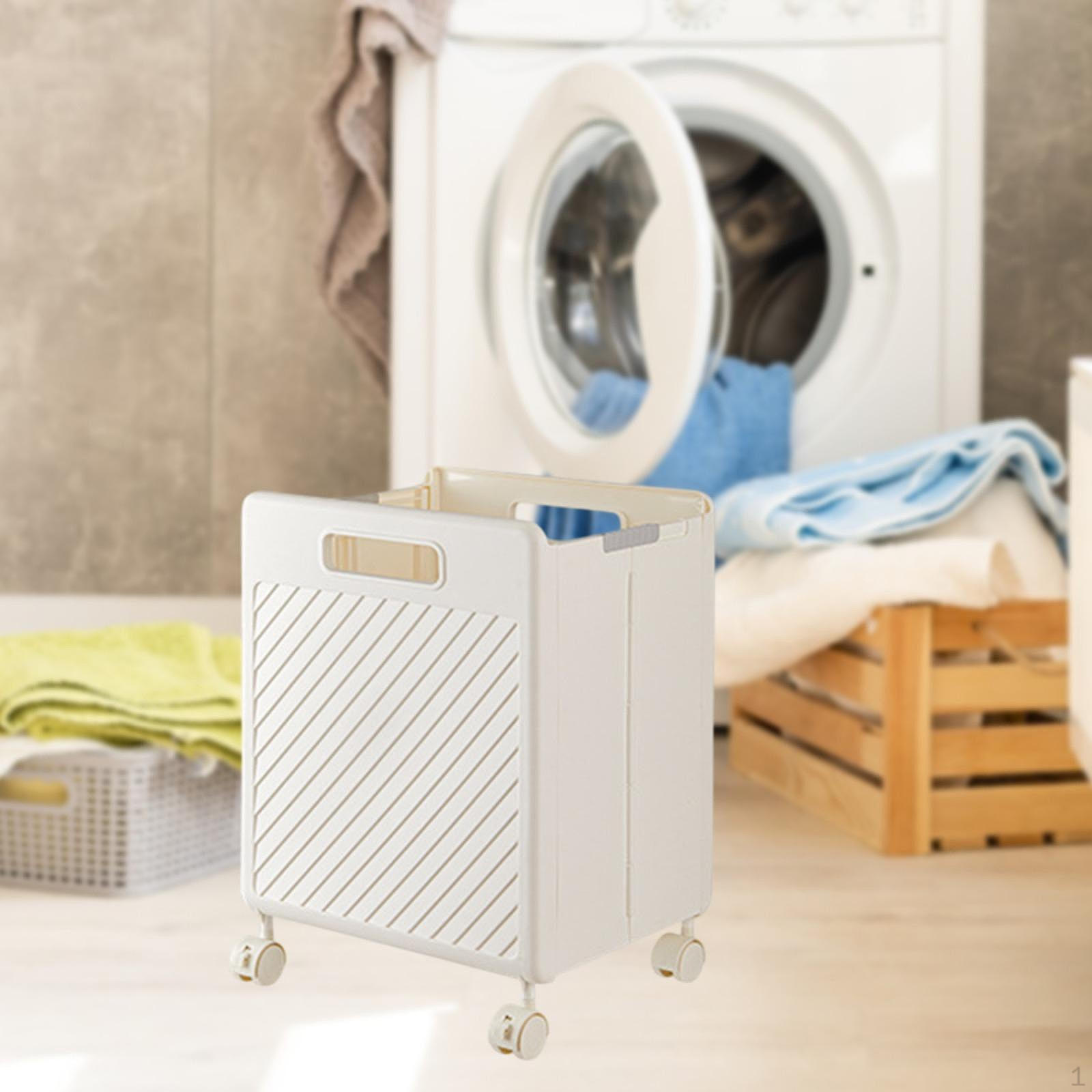 Складная корзина для белья на колесах органайзер для хранения одежды в дороге кремовый 2845₽
