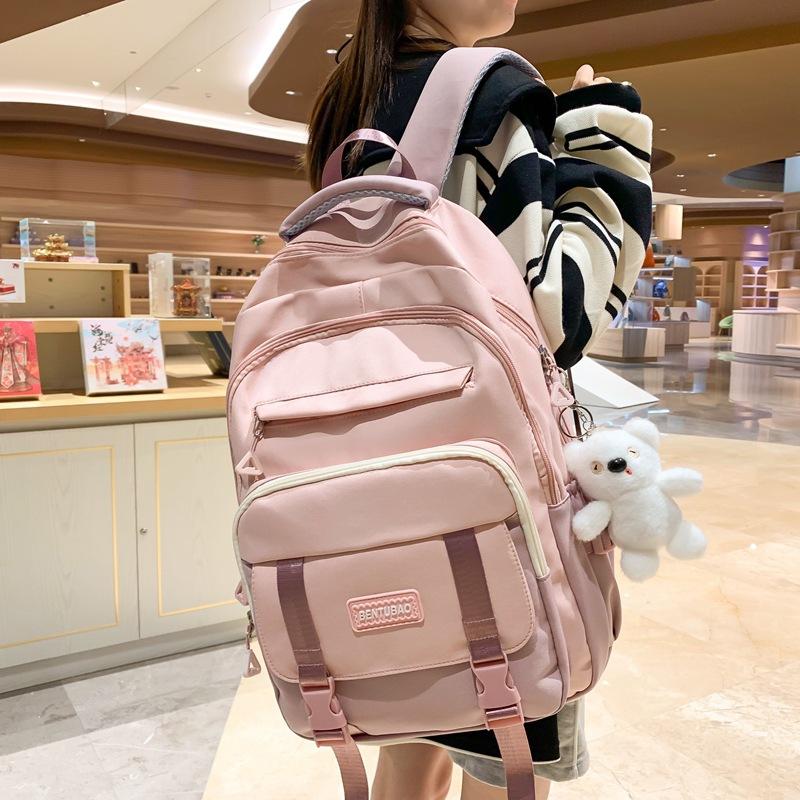 Schoolbag1011 College Style Soft Girl Color Scheme Student Schoolbag Simple Letter Korean Version Junior High School Student Backpack Wholesale