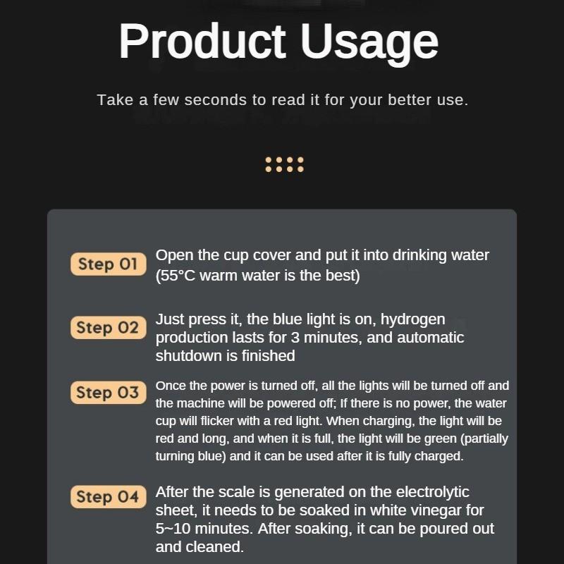 Wasserstoffreicher Wasserbecher Hochkonzentrierter wasserstoffreicher Becher Wasserbecher Elektrolytische Wasserstoff-Sauerstoff-Trennung Wasserstoffproduktion Gesundheitsbecher