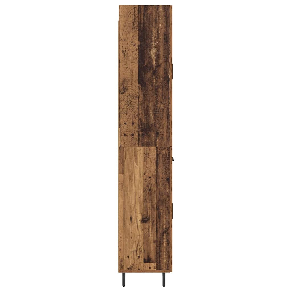 Highboard with Drawers 2 pcs Reclaimed Wood Look Engineered Wood and Glass