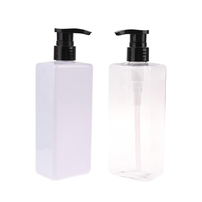500Ml Body Lotion Square Bottle Pet Plastic Shower Gel Shampoo Press Pump Bottles Durable Refillable Containers For Liquid Soap
