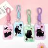 Creative Cat Ears Wave Card Holder Student Campus Card Tag Badge Bag Sliding Cover ABS ID Cover Protective Cover