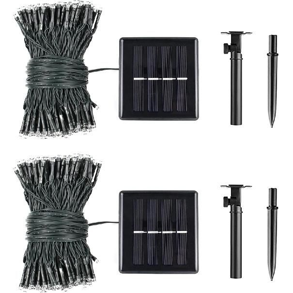 Multicolor Super-Long 2-Pack Each 85FT Solar String Lights Outdoor, Waterproof Green Wire 8 Lighting Modes 480 LED Solar Christmas Lights for Garden