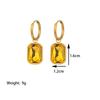 Fashion new niche micro-set earrings, titanium steel plated with 18K gold corner-cut rectangular zircon pendant earrings for women
