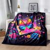 1pc Butterfly Printing Lightweight Flannel Blanket, Comfortable and Warm Blanket, for Camping Sofa Bed and Couch Office, in All Seasons