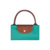 New LONGCHAMP Le Pliage Cow Leather Trim Dumpling Bag Handbag Medium Women's Blue 1623089P70