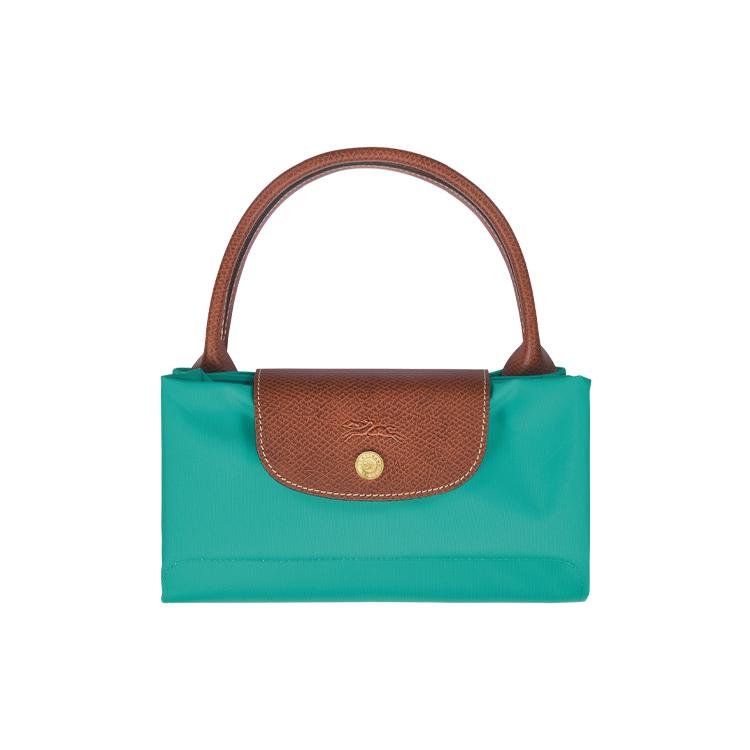 New LONGCHAMP Le Pliage Cow Leather Trim Dumpling Bag Handbag Medium Women's Blue 1623089P70