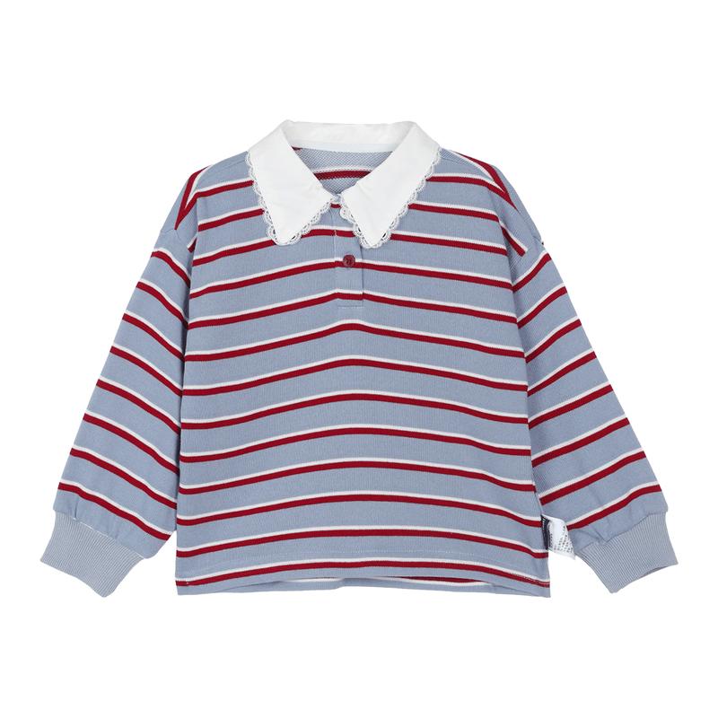 LUSON Girls 2026 Spring Striped Sweatshirt & Skirt Set 120