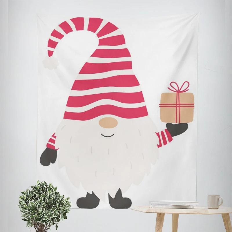 New Year Christmas Gnome Dwarf Pattern Living Room Bedroom Decorative Tapestry