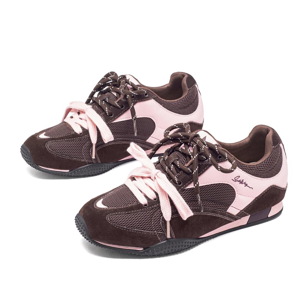 Autumn German training shoes women's retro color matching inner height increase casual shoes mesh breathable shoes versatile small sports shoes