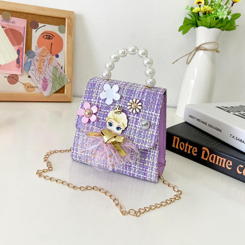 

Stylish Girls Mini Pearl Princess Shoulder Bag With Modern Design For Kids Purple Princess