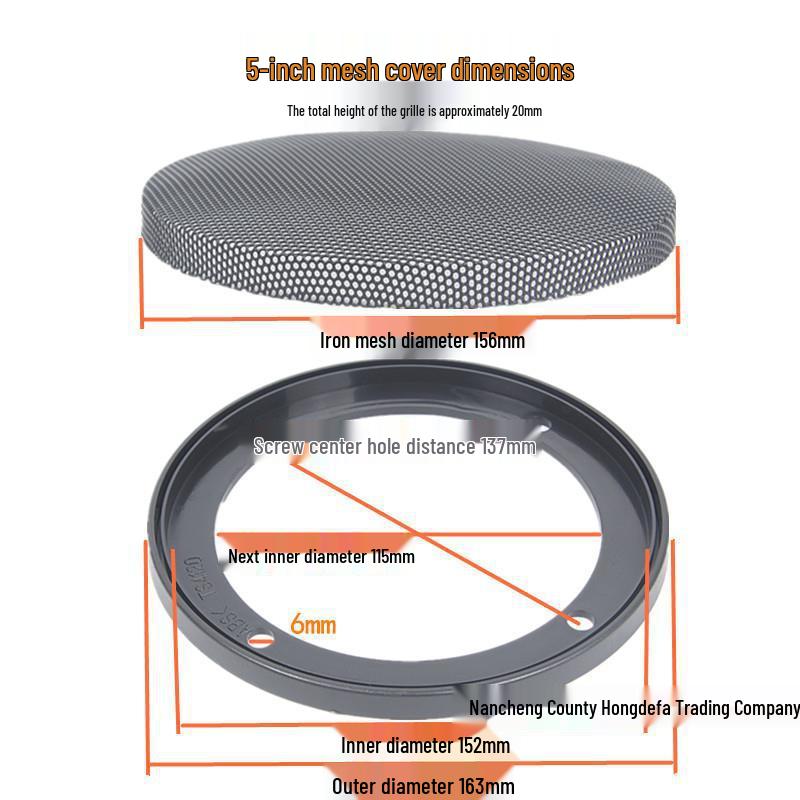 4", 5", 6.5" Car Speaker Grille & Decorative Ring Set with Mesh Cover