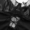 European and American Black Lace Floral Backless Bodysuit - Sexy Lingerie with Straps