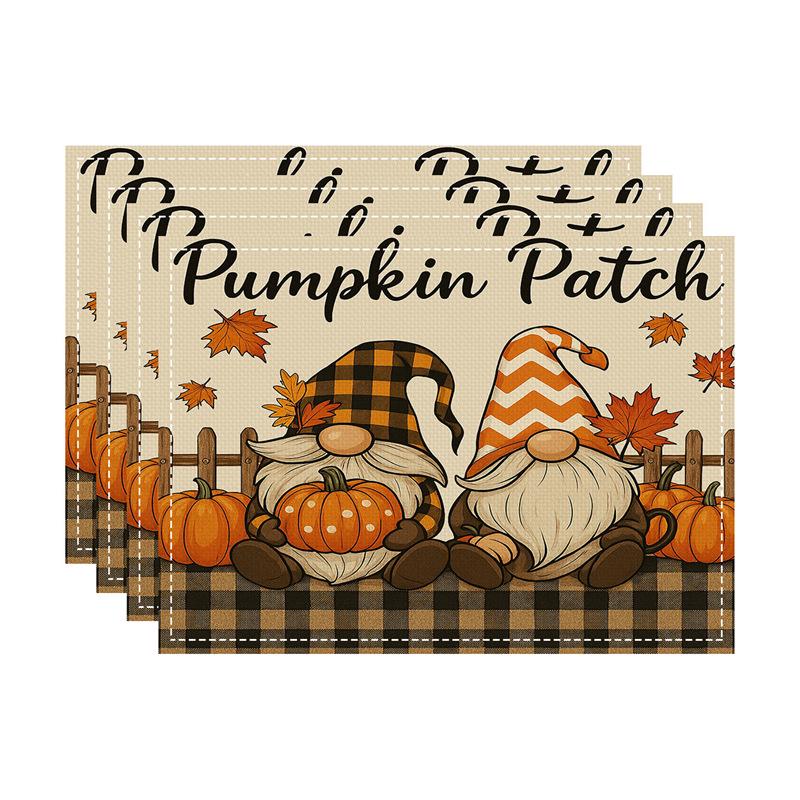 Autumn Thanksgiving Pumpkin & Maple Leaf Table Mat - Heat-Resistant Party Decor Coaster