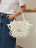 2025 Handmade Woven Pearl Bead Bucket Bag For Women Fashionable Elegant White Evening Bag Phone Pouch Purse Niche Design Handbag