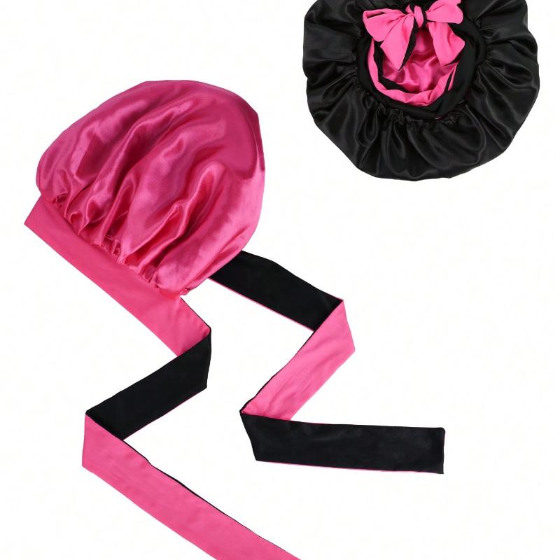 1 Pc Silk Bonnet For Sleeping Satin Bonnet For Curly Hair Hair Sleeping Cap Soft Hair Bonnet With Tie Band For Long Natural Hair Valentine's Day