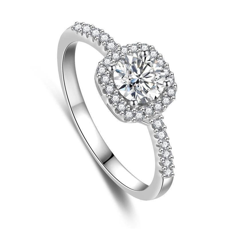 Lindon Klassisk Kopparlegering Zirkon Ring Dam Smycken Bröllopslöfte Festpresent