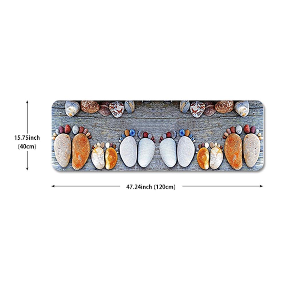 Wood Grain Pebbles Pattern Soft Kitchen Rug Anti-Fatigue Kitchen Rug Waterproof Non-Slip Rugs Set Runner Rug Bedside Rug Absorbent Carpet For Kitchen