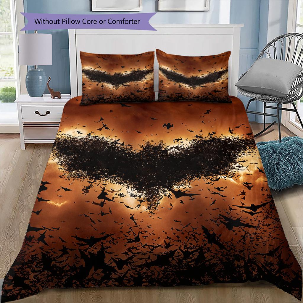 Batman Drawing Bedding Set, 1 Duvet Cover & 2 Pillowcases, Suitable for Home Decor, Ideal Gift for Fans
